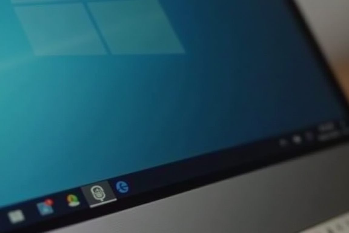 Windows system tray icons in the bottom corner of a desktop screen with a small microphone app icon highlighted