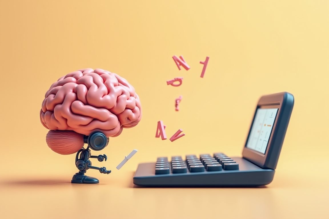 Illustration of a tiny AI brain doing simple math while a powerful calculator sits unused beside it, metaphor for wasted comp