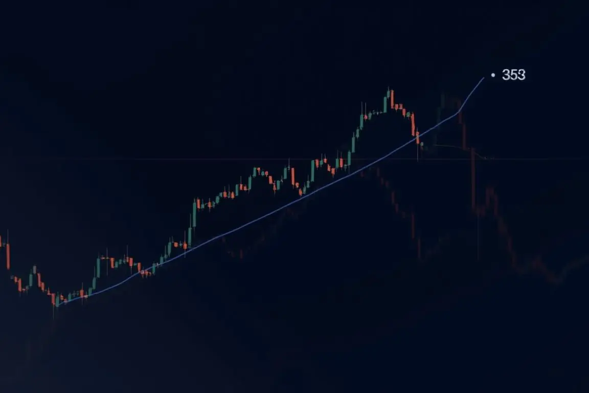Clean candlestick chart graphic showing a descending channel breakout into a horizontal resistance line at $80,425, dark them